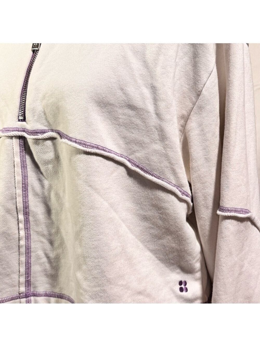 Sweaty Betty Half Zip Sweatshirt Medium Lily White - Picture 5 of 9